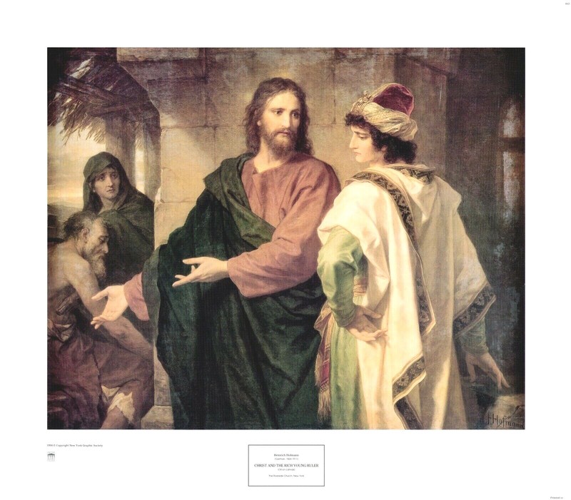 Religious Print Jesus Christ and the Rich Young Ruler Heinrich Hofmann 24×21 in