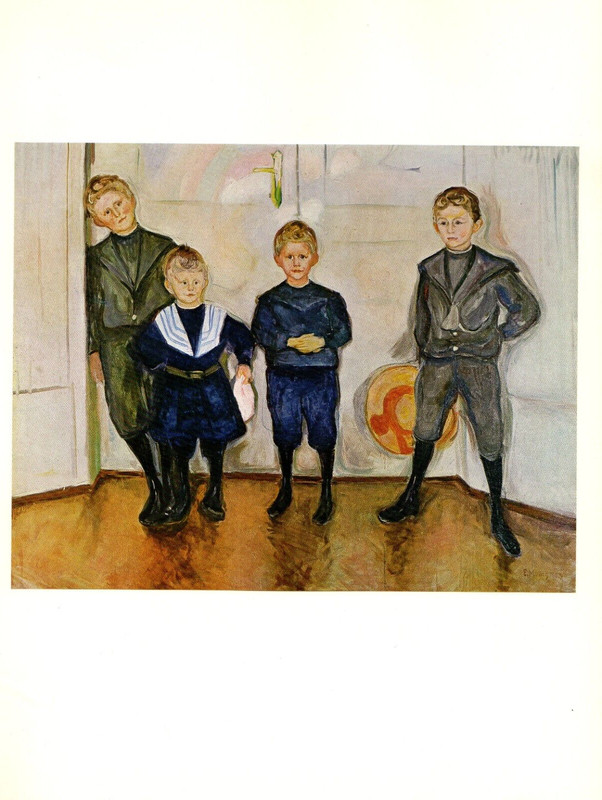 1970 Vintage MUNCH «FOUR SONS OF MAX LINDE» COLOR offset Art Lithograph Print