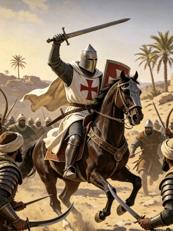 THE CRUSADES KNIGHTS TEMPLER IN THE HOLY LAND 10x8 inch print.