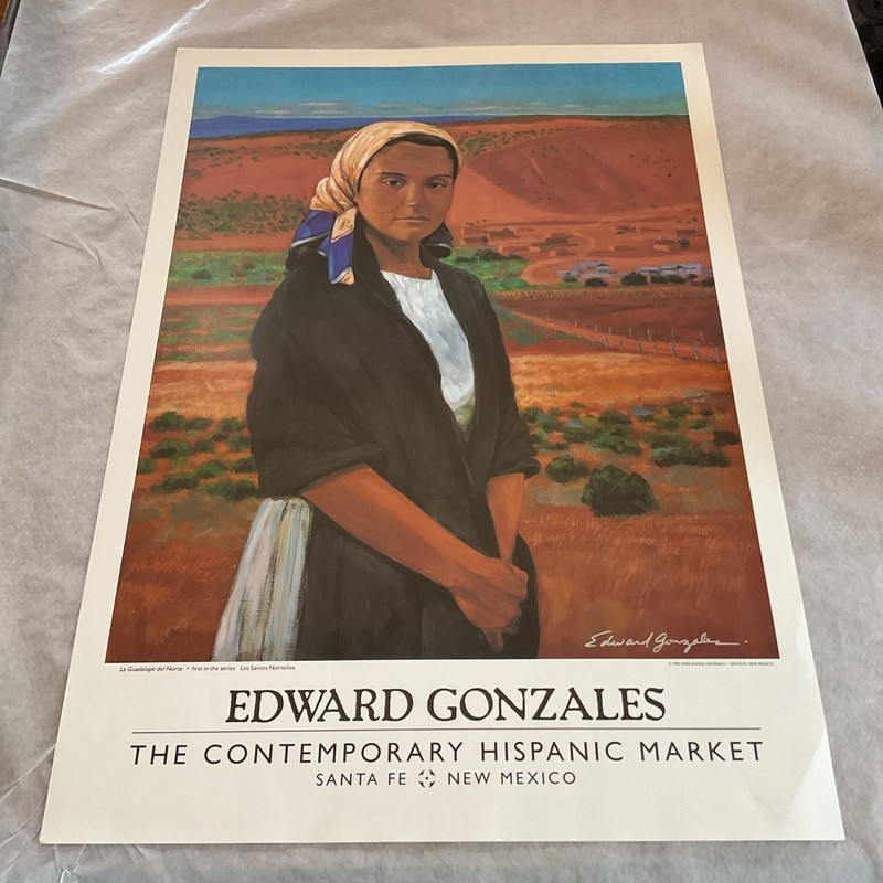 Edward Gonzales 93” La Guadalupe Del Norte Santa Fe New Mexico Lithograph Poster