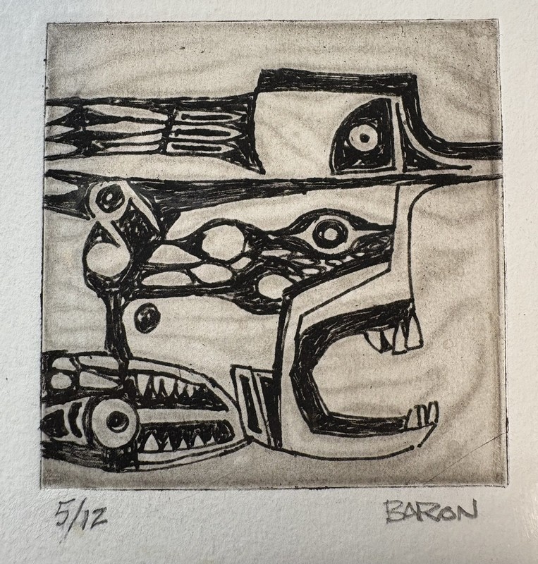 Bill Baron TAOS Signed 5/12 COA Copper Plate Dry Point Engraving “Carpe Dentum”