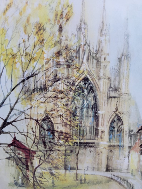York Minster Framed Print Ben Maile Mounted 50x40cm Gilt Frame Rare Vtg Prop gallery