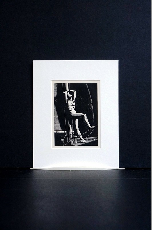 Rockwell Kent 1930 SAILOR LEANING on SHIP MAST at SEA NIGHT Print Matted gallery
