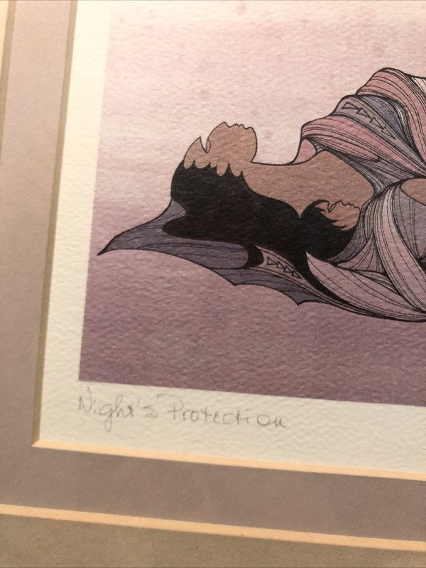 Ioyan Mani Night’s Protection Maxine Noel Canada First Nations Framed Matted Art gallery
