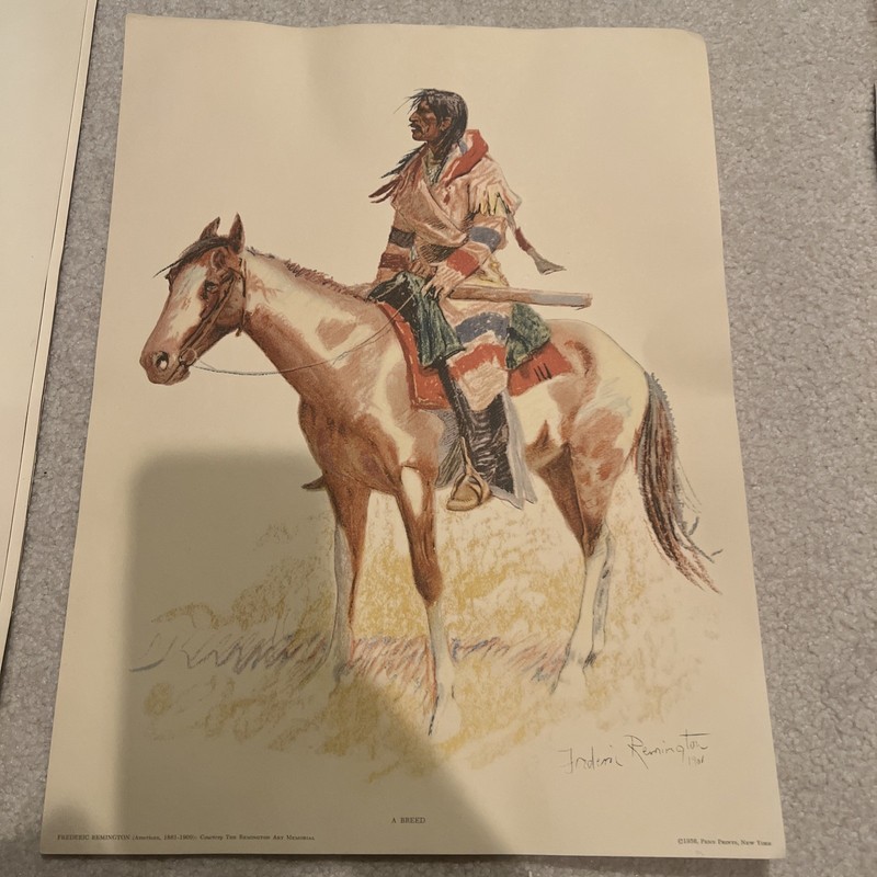 VINTAGE FREDERIC REMINGTON "BUCKSKINS" 1956 SET OF 5 ORIGINAL COLOR PRINTS gallery