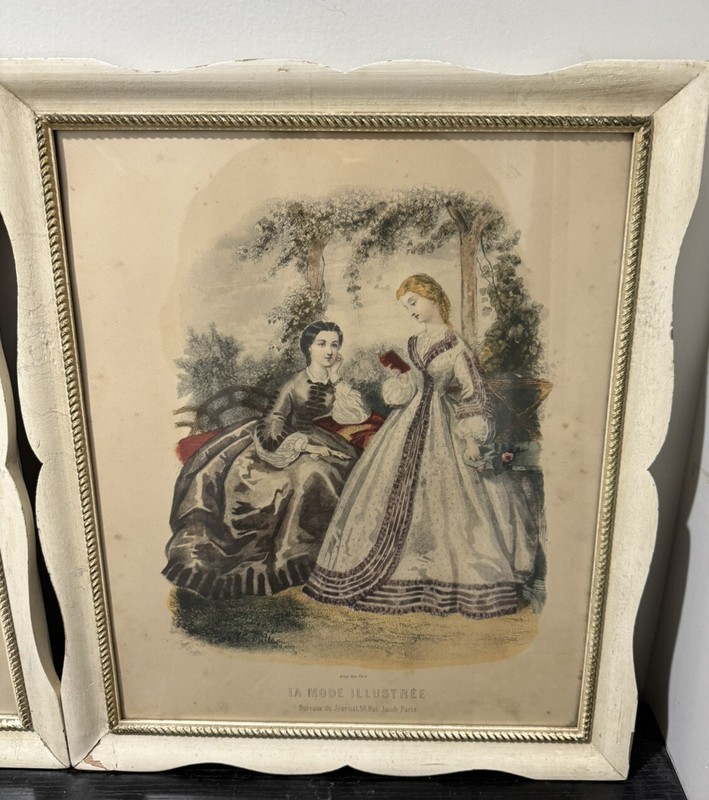 Antique Leroy Imp Paris La Mode Illustree Lithographs, One Signed Anais Toudouze gallery