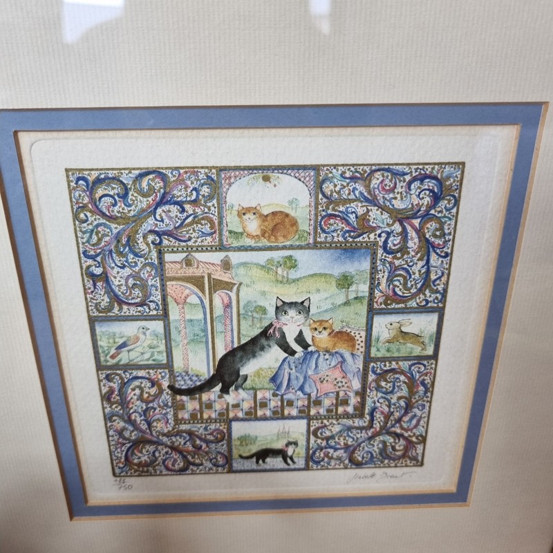 Isabelle Brent Signed Limited Edition Cat Print 1980s Framed Watercolour gallery