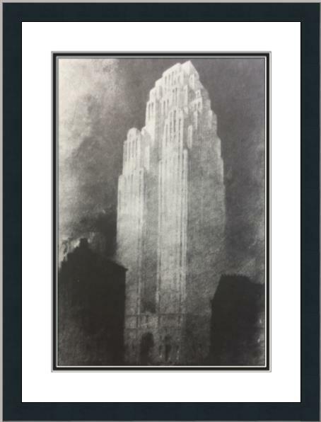 Hugh Ferriss – The Greater Penobscot Building Custom Gallery Framed Print