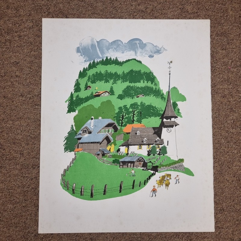 Paul Hogarth Unsigned Colour Print "Gsteig" From Curwen Archive gallery