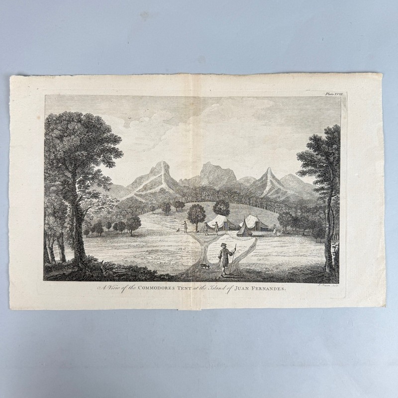 J. Mason Engraving View of the Commodores Tent Juan Fernandes on Laid Paper