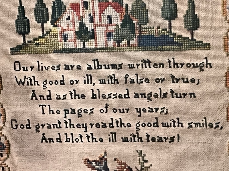 Antique 1917 Original Framed Litho Sampler Whimsical Poem By P F Volland Co. gallery