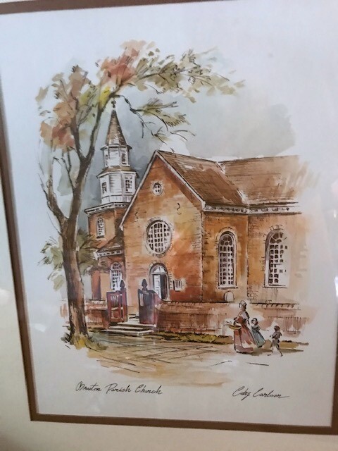 2 Coby Carlson Prints "Bruton Parish Church" & "Raleigh Tavern" Williamsburg, VA gallery