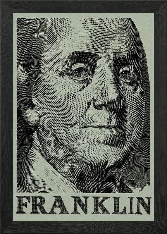 Benjamin Franklin Portrait Framed Wall Art Poster Canvas Print Picture