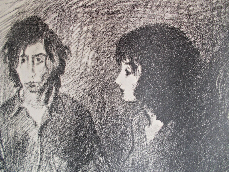 Great 1970 Raphael Soyer Original Pencil Signed Lithograph "Flower Children" gallery