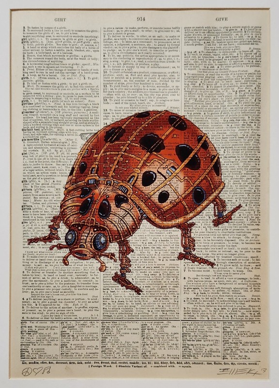 EMEK Lady Bug 2017 Dictionary Page Art Print First Known Print One of A Kind 1/1 gallery