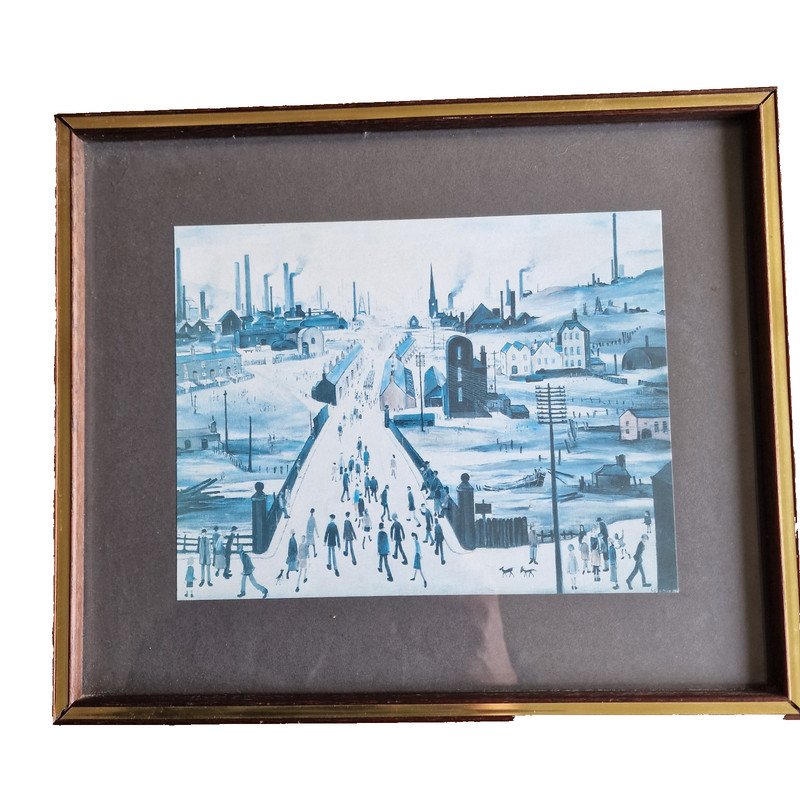 Lowry Canal Bridge Print Framed Vintage Industrial Scene 33x28cm