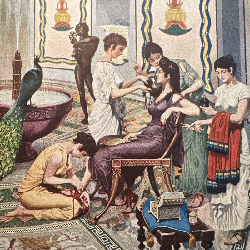 Vintage 1946 Roman Empress Beauty Peacock Color Art Print Page