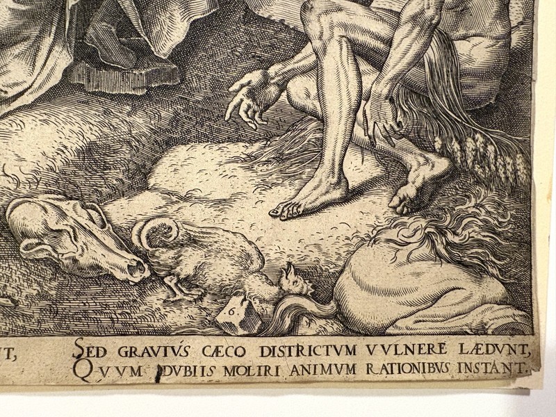 MAERTEN VAN HEEMSKERCK 16th c. Dutch Engraving on Laid Paper BOOK OF JOB 1563 gallery