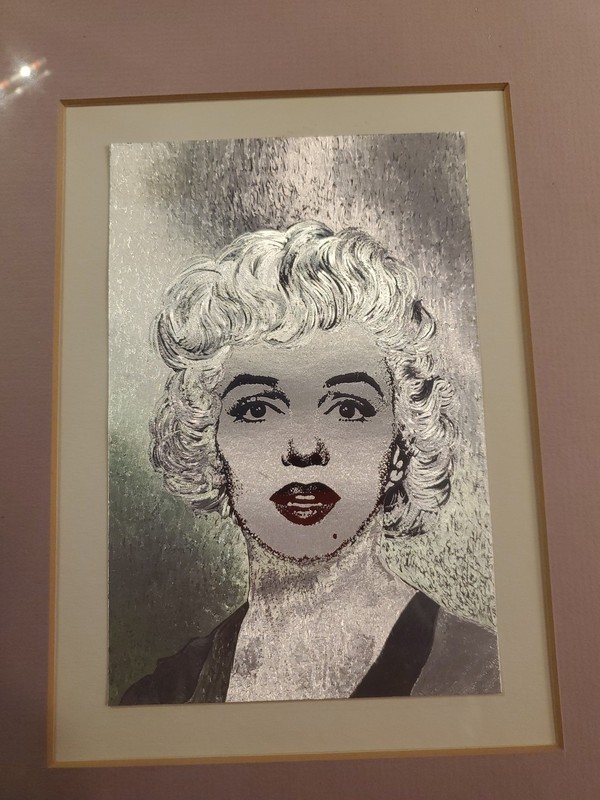 Marilyn Monroe Metallic Foil Portrait Framed 9×11 Silver Hollywood Glam Art