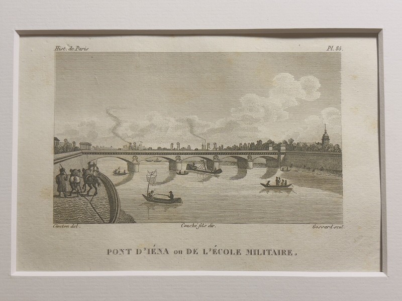 Pont D’Iena De L’Ecole ANTIQUARIAN Illustration 1823 Steel Engraving France Paris