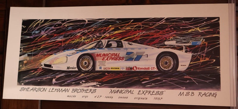 «MUNICIPAL EXPRESS» SERIGRAPH POSTER IMSA GTP CAMEL GT SERIES MAZDA ARGO #27