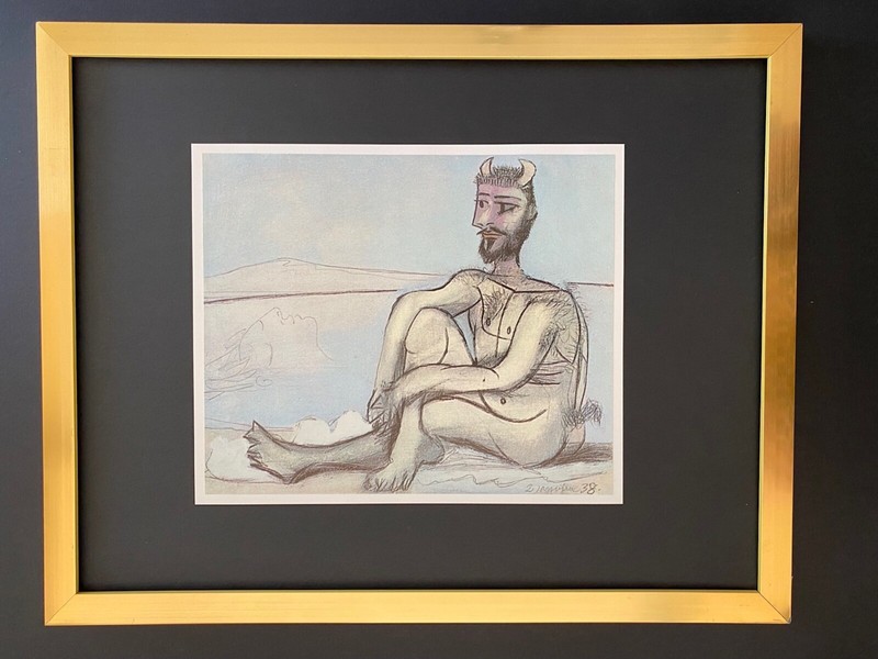 PABLO PICASSO 1961 PRINT MINOTAUR + VINTAGE + MOUNTED AND FRAMED + BUY IT NOW!