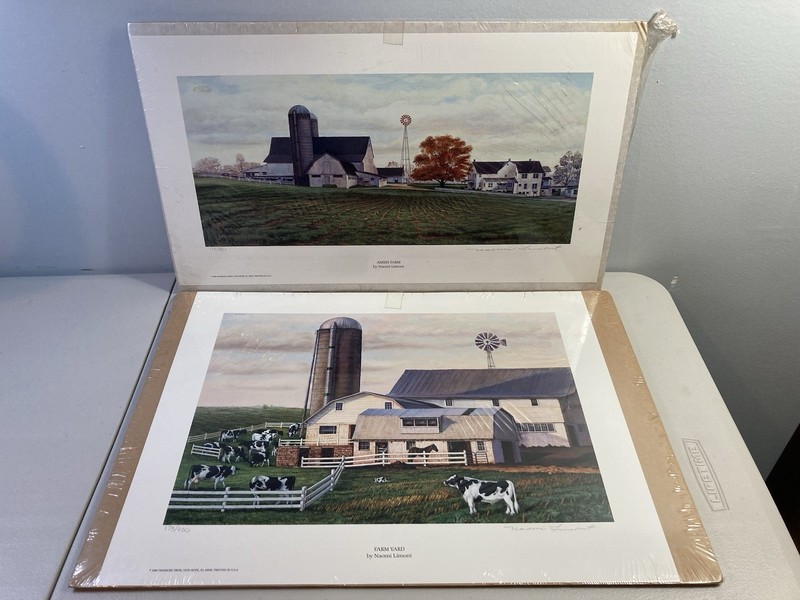 1986 Naomi Limont, “Farm Yard” & “Amish Farm” Lithograph Prints #175/950