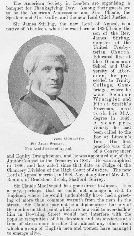 JAMES STIRLING British Judge - Antique Print 1900