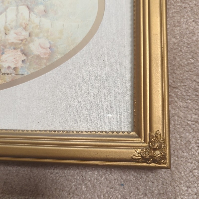 VINTAGE Signed by Margie Morrow 1983 Framed print of birds on a flowering branch gallery