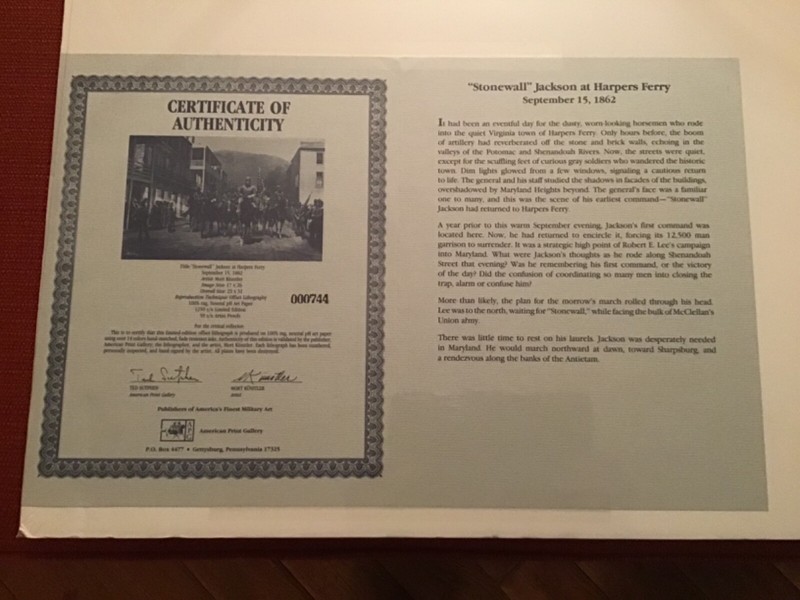 Mort Kunstler - “ Stonewall “ at Harpers Ferry - Shrink Wrapped with COA gallery