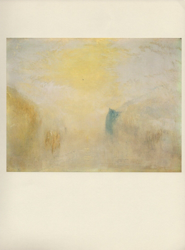 1976 Vintage TURNER «SUNRISE, BOAT, HEADLANDS» TIPPED COLOR Art Print Lithograph