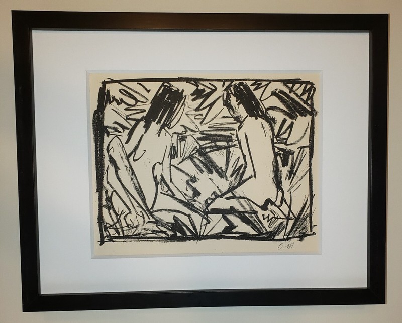 OTTO MUELLER Original HAND SIGNED German Expressionist WOODCUT 1919 Framed gallery
