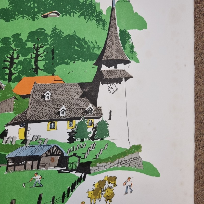 Paul Hogarth Unsigned Colour Print "Gsteig" From Curwen Archive gallery