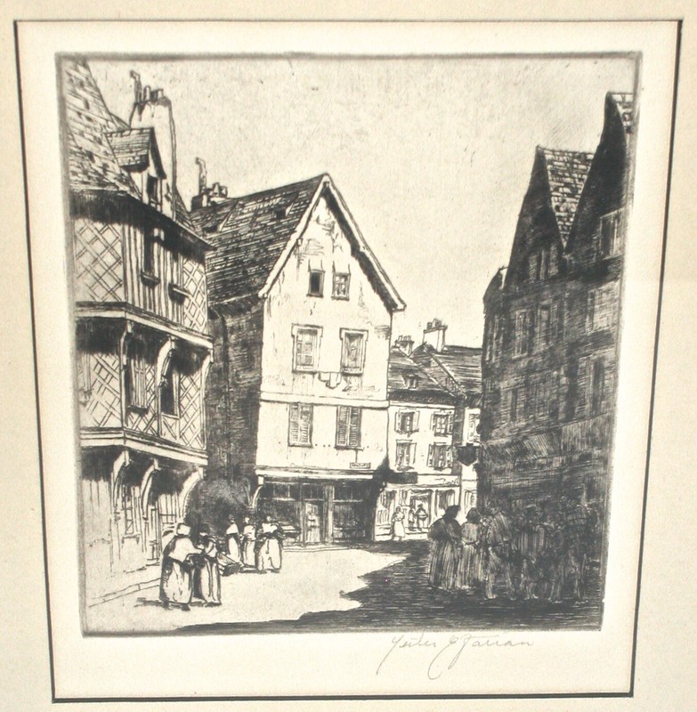 Lester Varian European Street Scene Signed Etching gallery