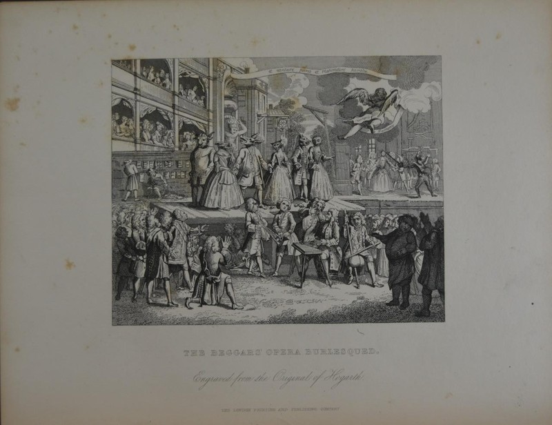 Antique Art William Hogarth Opera Burlesque Rare Steel Engraving 1850
