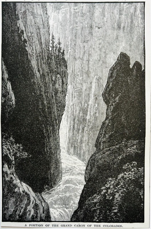1895 The Grand Canyon Arizona Wood Engraving Colorado River Victorian Rapids A9C