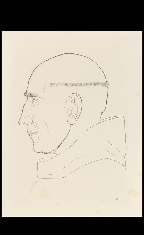 Eric Gill Framed Line engraving 1926 Dom Wilfred Upson ('The Prior of Caldey') gallery