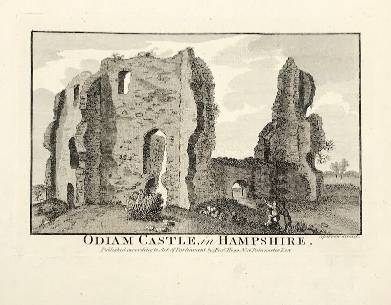 Hampshire Bodiam Castle 1795 Original engraved View on hand laid paper