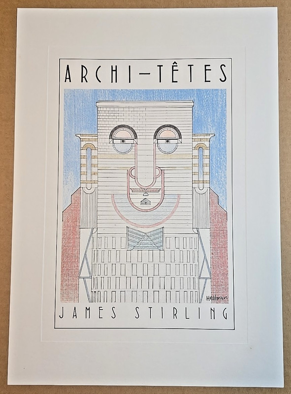 Unframed Lithograph "James Stirling" by Louis Hellman - Archi-tetes Series WS9D