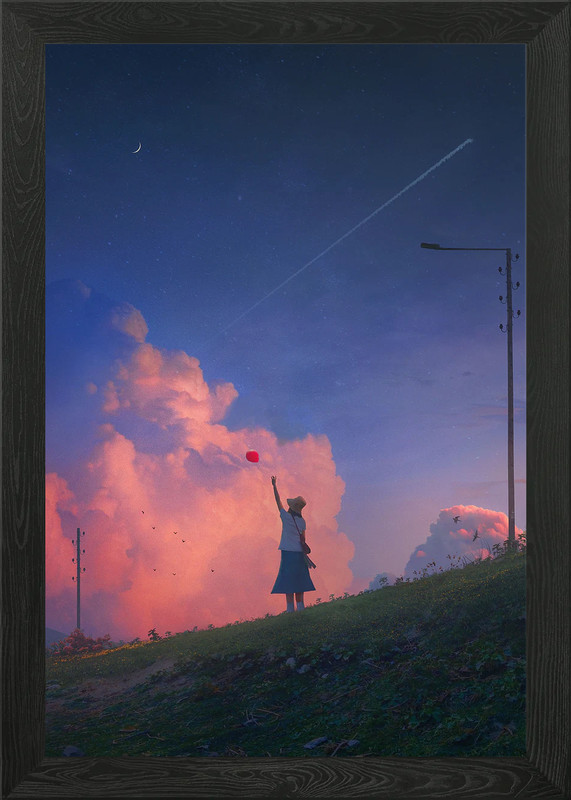 A walk in the Sunset Framed Wall Art Poster Canvas Print Picture
