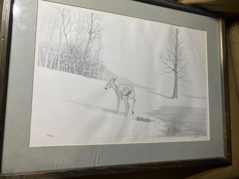 Ken Schuler «Deer In Winter Landscape Scene'» LE Print 131/200 – Signed/Framed