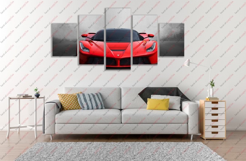 Ferrari LaFerrari Red Sports Race Car Poster Canvas Print Art Home Decor gallery