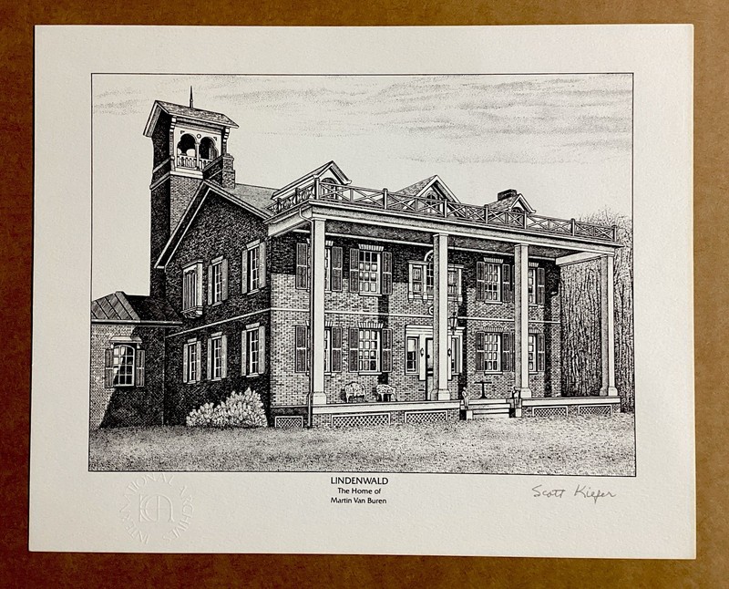 LINDENWALD” THE HOME OF MARTIN VAN BUREN” SIGNED SCOTT KIEFER 8”X10” ETCHING