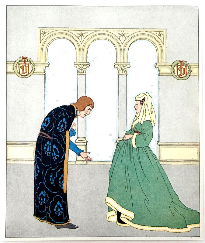 1926 Petersham Art Dutch Holland Medieval Courtship Scene Vintage Color Plate