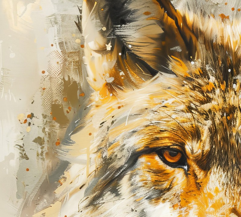 Fierce Wolf Portrait, Impasto Painting Print 5"x7" on Matte Paper gallery