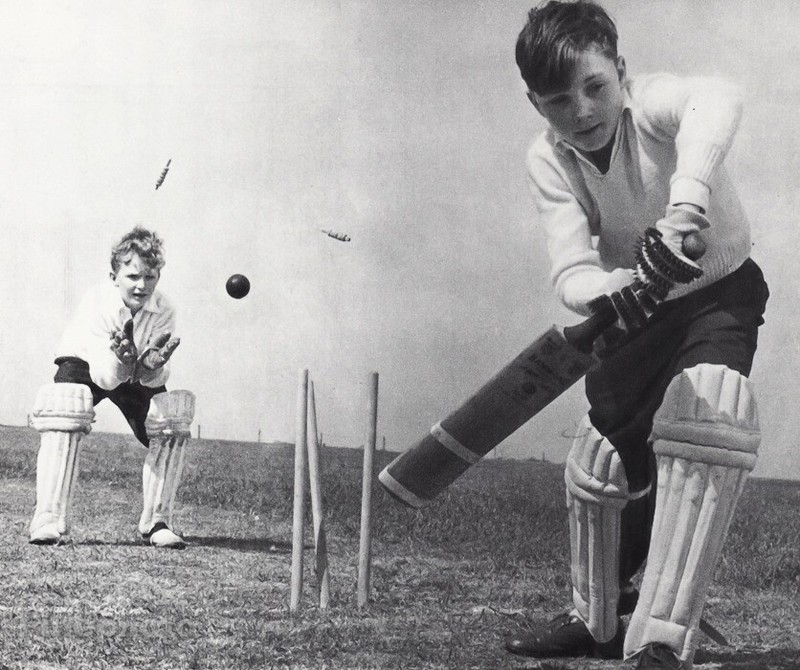 1950s Vintage HENRY GRANT Boys Playing Cricket England Original Photo Gravure