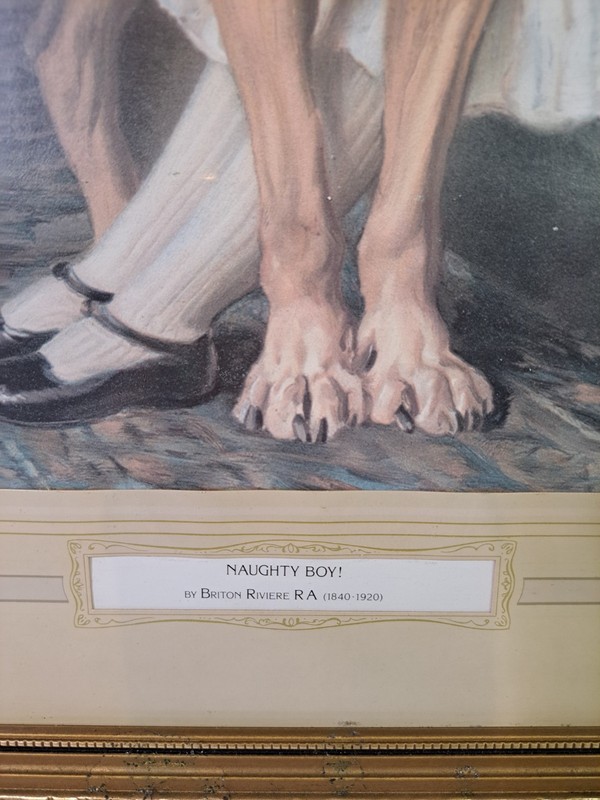 Briton Riviere Naughty Boy Framed Print Victorian Child Dog Picture Art gallery
