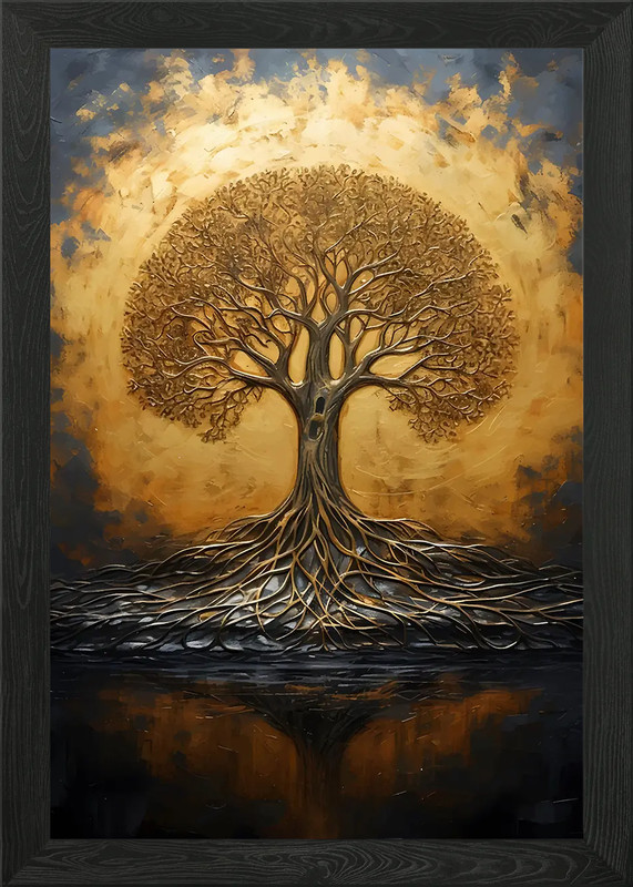 Gold tree of life Framed Wall Art Poster Canvas Print Picture