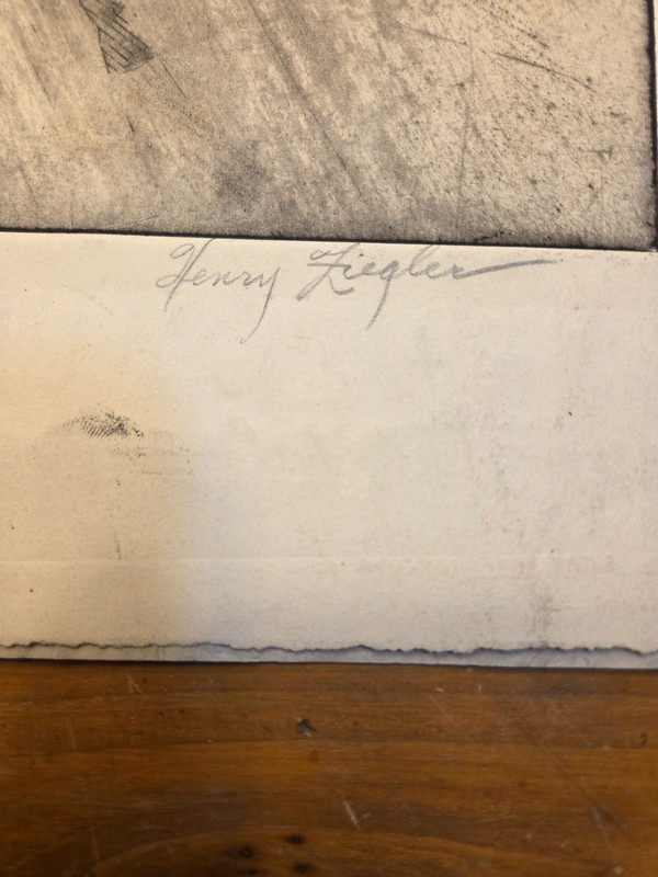 Antique Henry Ziegler Original Etching Cowboy Horse Western Art Signed Done-gone gallery