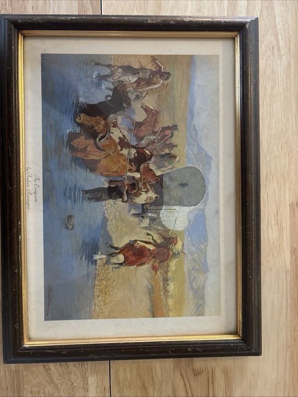 Vintage Print/Framed Art “The Emigrants” By Fredrick Remington Western Style gallery